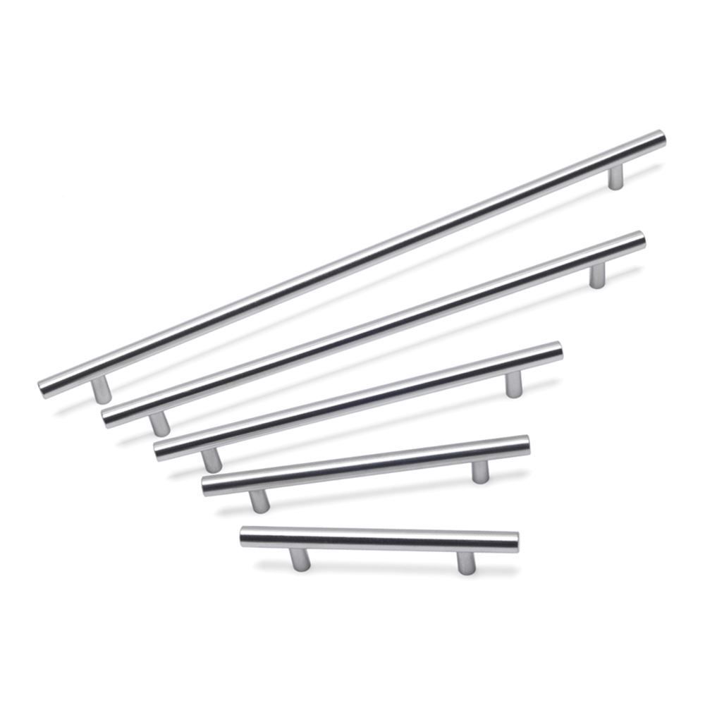 Hollow Stainless Steel T Bar Handle, 357mm Centres - Brushed Nickel