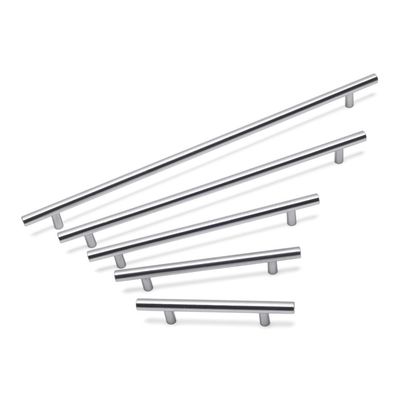 Hollow Stainless Steel T Bar Handle, 256mm Centres - Brushed Nickel