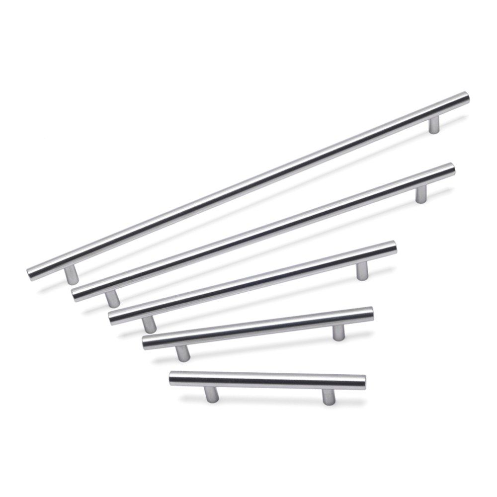 Hollow Stainless Steel T Bar Handle, 192mm Centres - Brushed Nickel