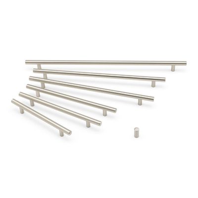 Solid Steel T Bar Handle, 184mm Centres - Brushed Nickel