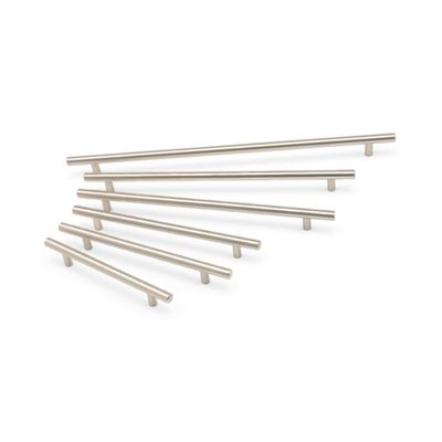 Solid Steel T Bar Handle, 256mm Centres - Brushed Nickel