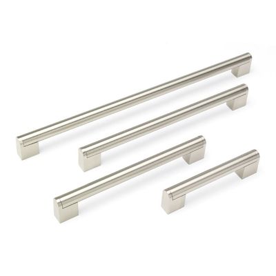 Block T Bar Bar Handle, 409mm Centres - Brushed Nickel