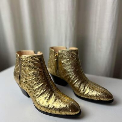 Giuseppe Zanotti Ankle Boots in Gold Metallic Leather.