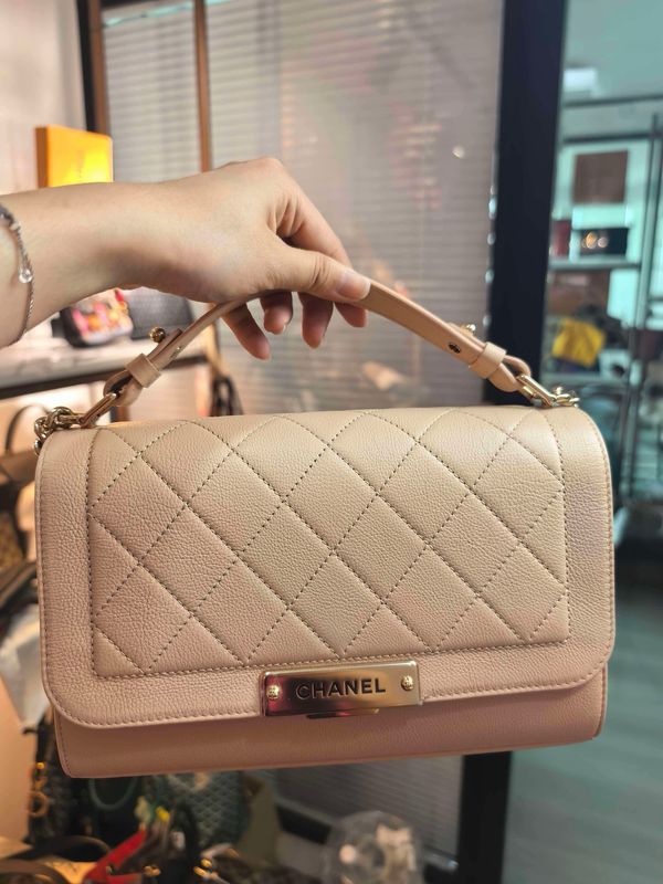 Chanel 17C Click Label Shoulder Bag in Calfskin and LGHW