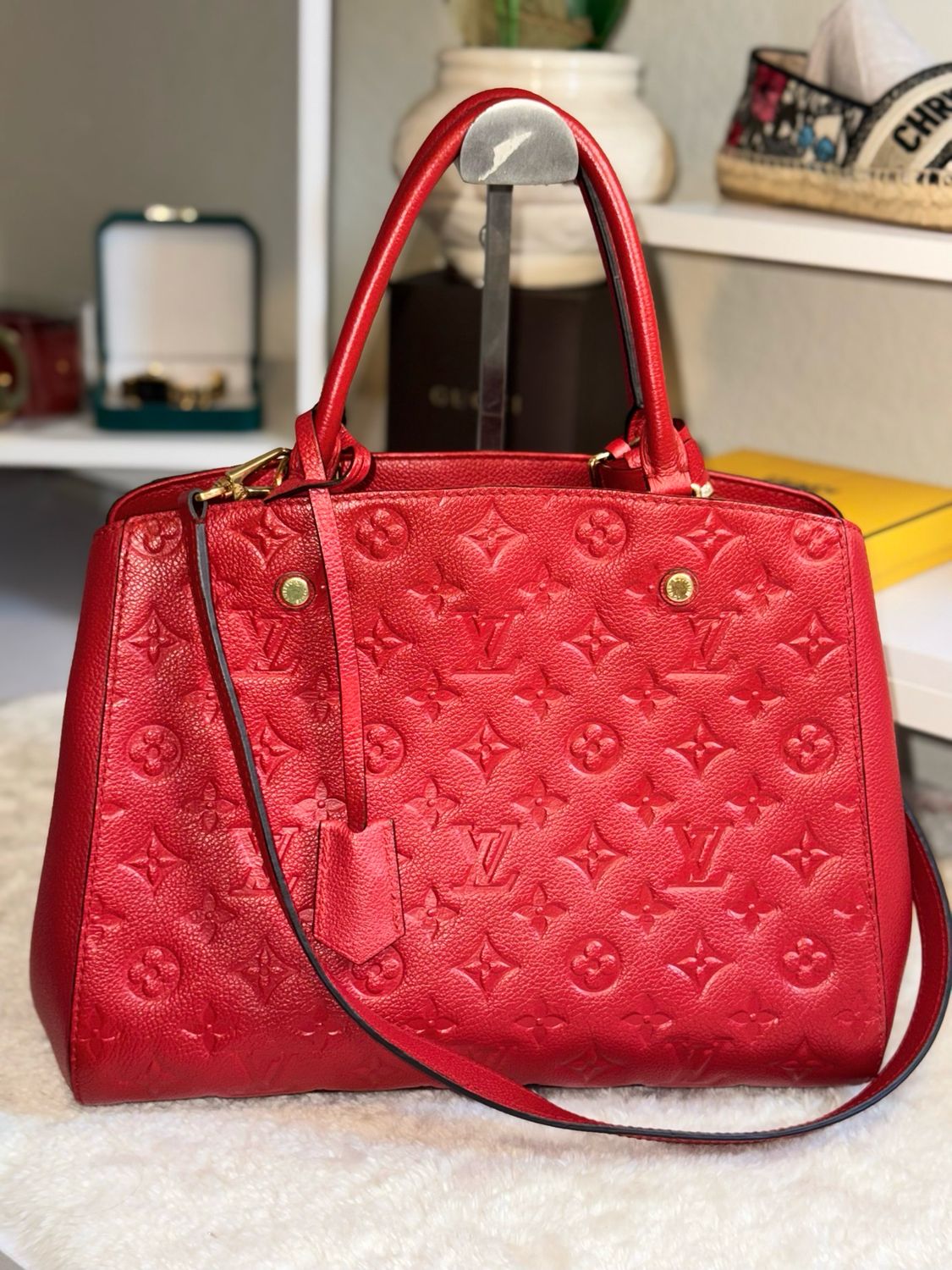 Louis Vuitton Montaigne Mm Red Empreinte