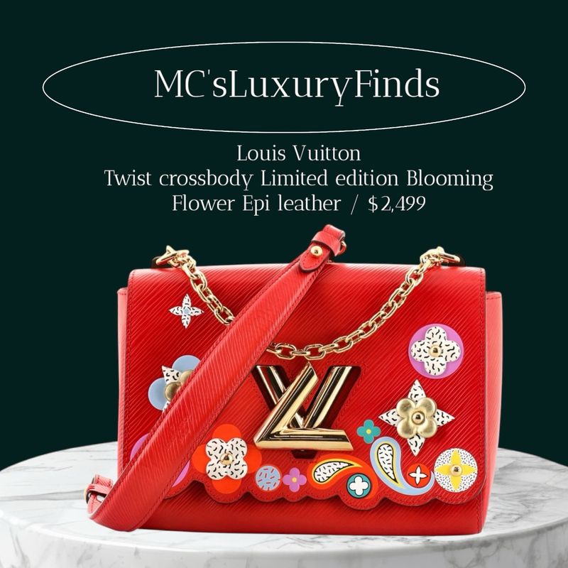 LOUIS VUITTON Epi Blooming Flowers Twist Shoulder Bag MM Coquelicot