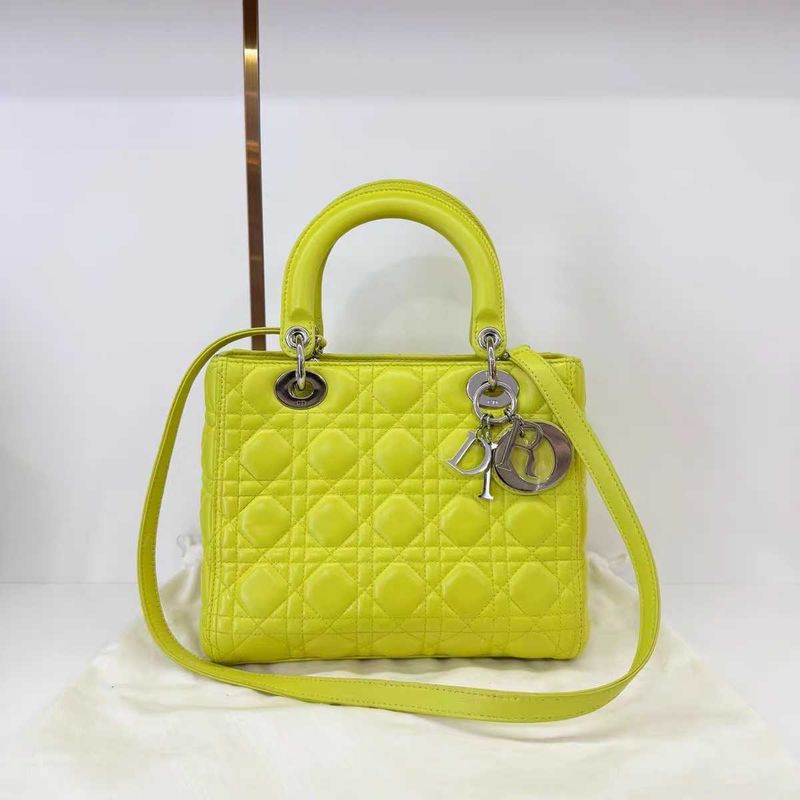 Lady Dior Yellow Medium Lambskin