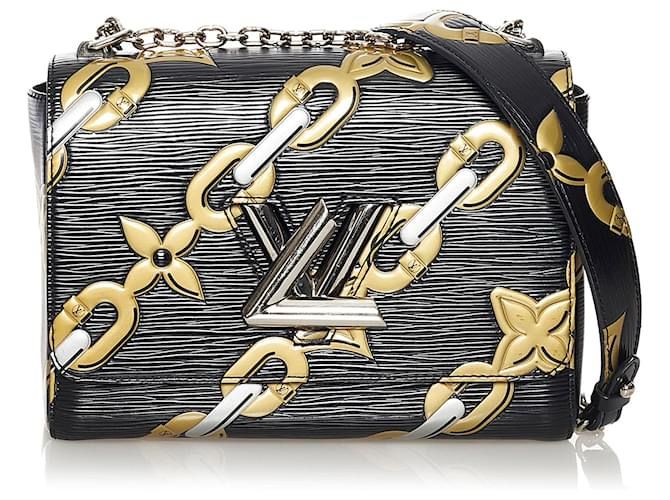 Louis Vuitton Black Epi Chain Flower Twist PM Golden