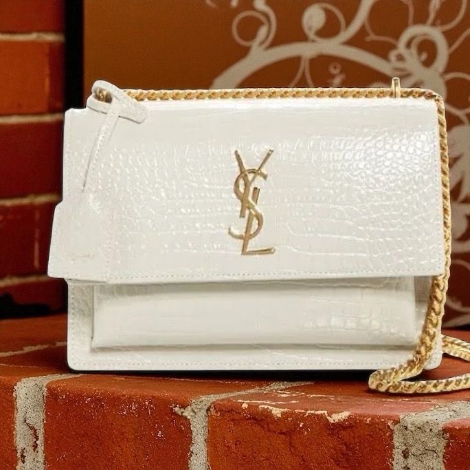 Saint Laurent  Medium Sunset Croc-Embossed Leather Shoulder Bag
