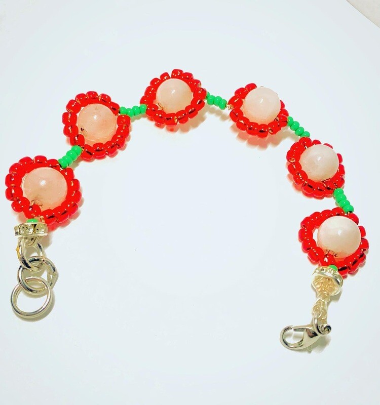 rose quartz flower bracelet
