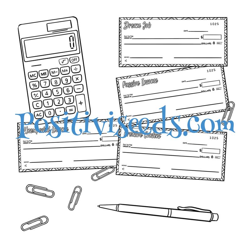 Money Windfall Vision Board Blank Checks