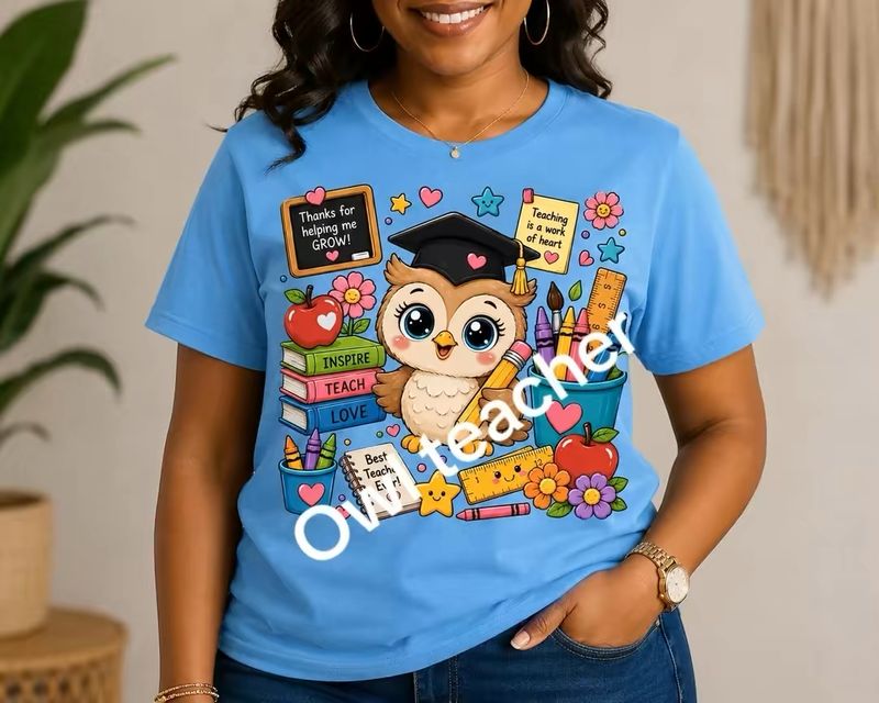 Teaching Is a Work of Heart Owl Teacher T-Shirt