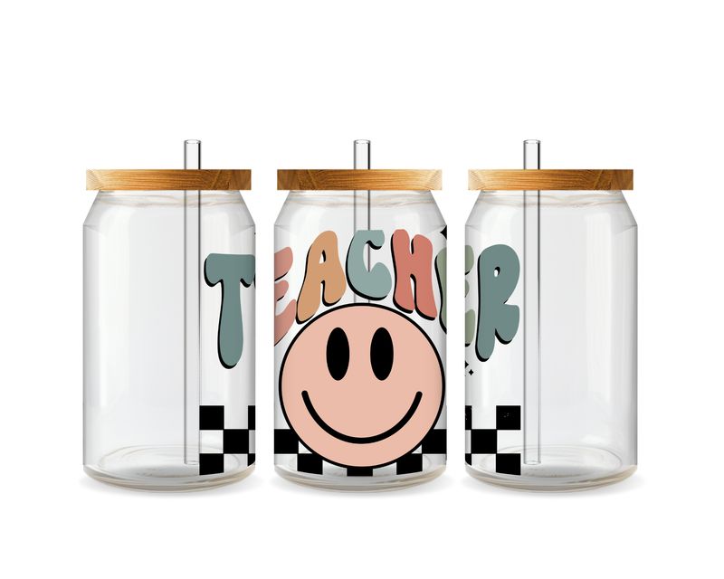 Retro Teacher Glass Can