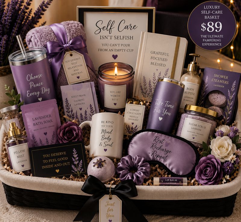 ✨ Luxury Self-Care Basket –   Everything in the Signature Basket, PLUS: