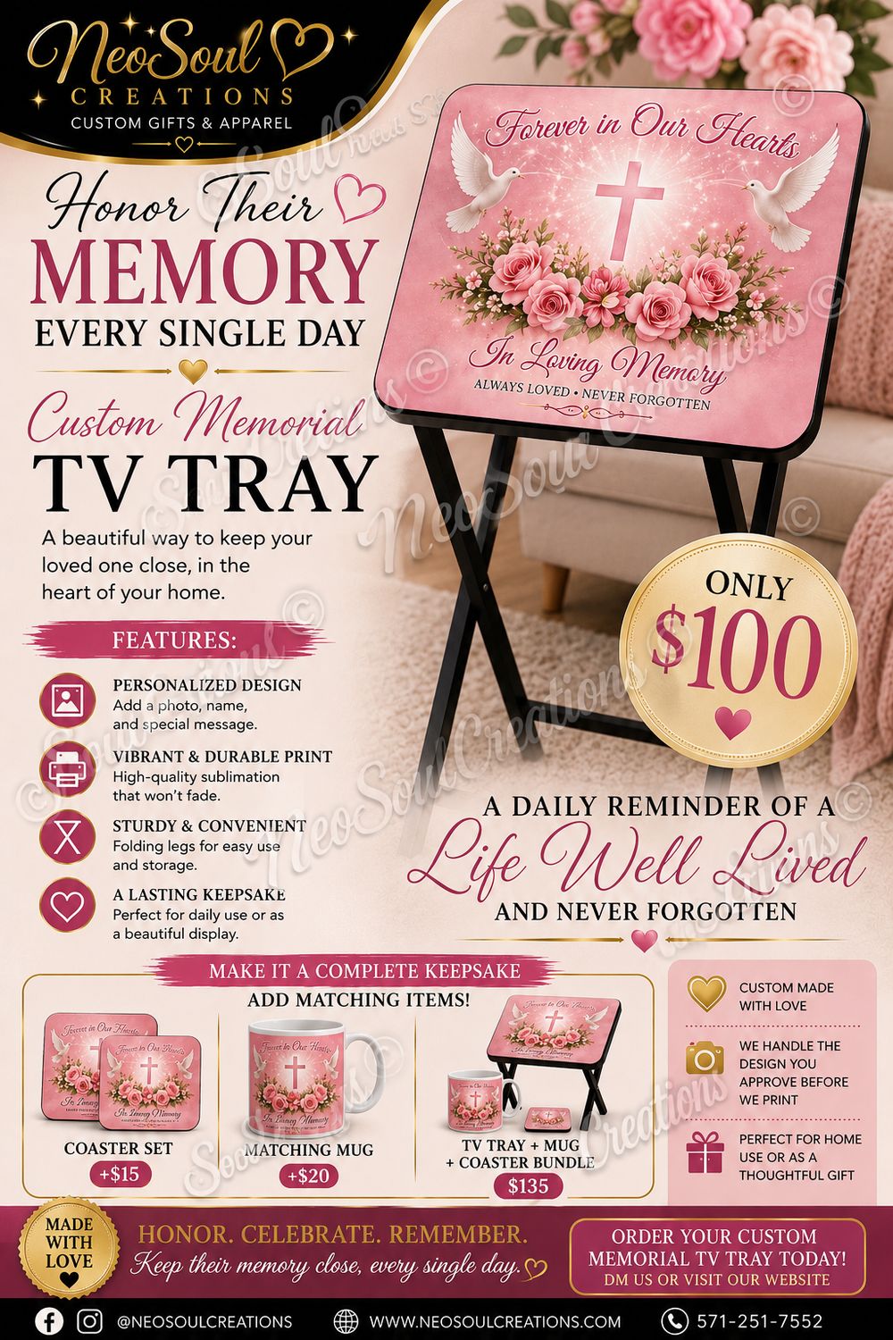 Custom Memorial TV Tray