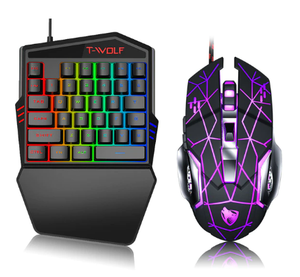 Wired One-handed Gaming Keyboard 35 Key Colorful RGB Backlight Ergonomic Design Keyboard for Windows/iOS Computer Game Keyboard