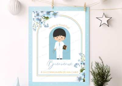 COMMUNION bleu clair or blanc et fleurs - Pack numérique COMMUNION bleu clair or blanc et fleurs - Pack numérique