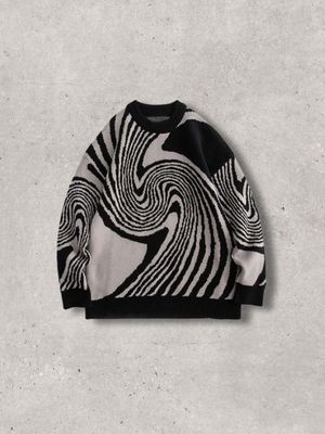 Swirly Knitted Pullover Sweater