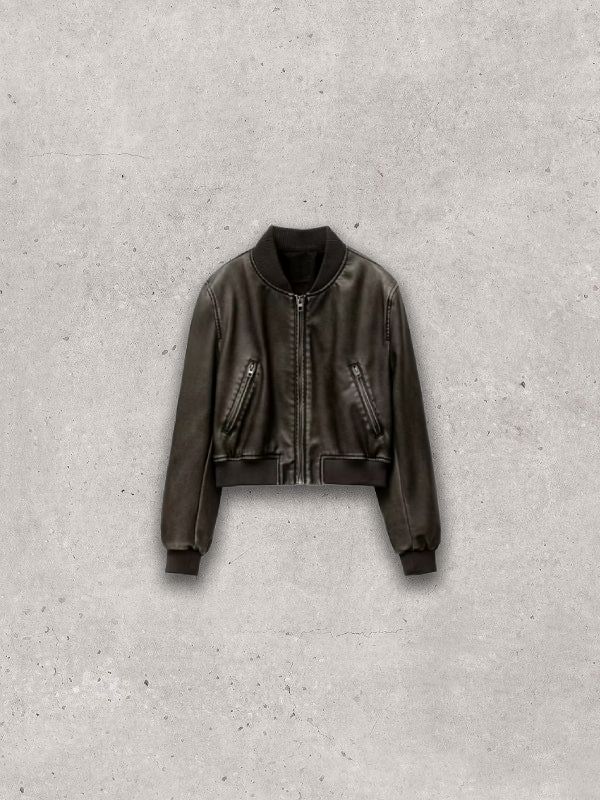 Vintage Leather Bomber Jacket