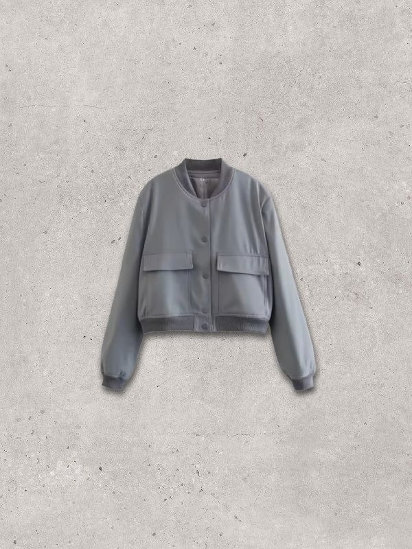 Women&#39;s V Neck Bomber Jacket