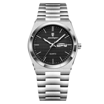 Silver Black Quartz Watch