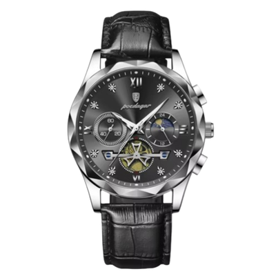 Black Leather Strap Watch