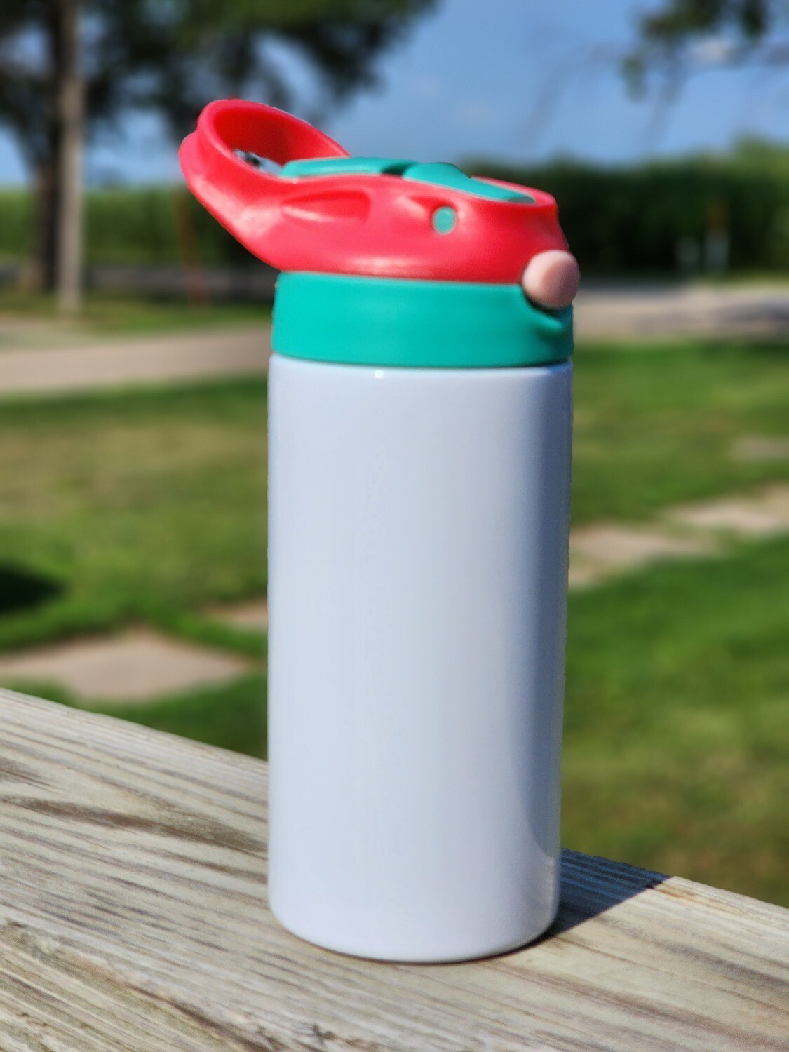 12oz Water Bottle, Options: Dark Pink/Teal Lid