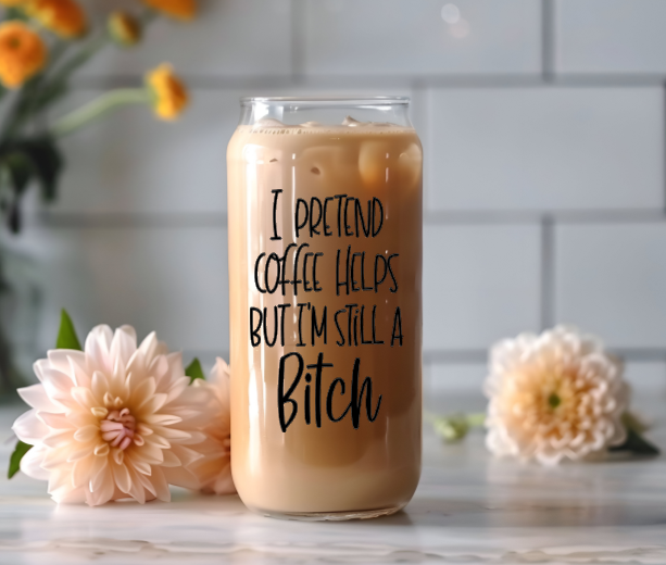 I PRETEND COFFEE HELPS 20oz LIBBY GLASS