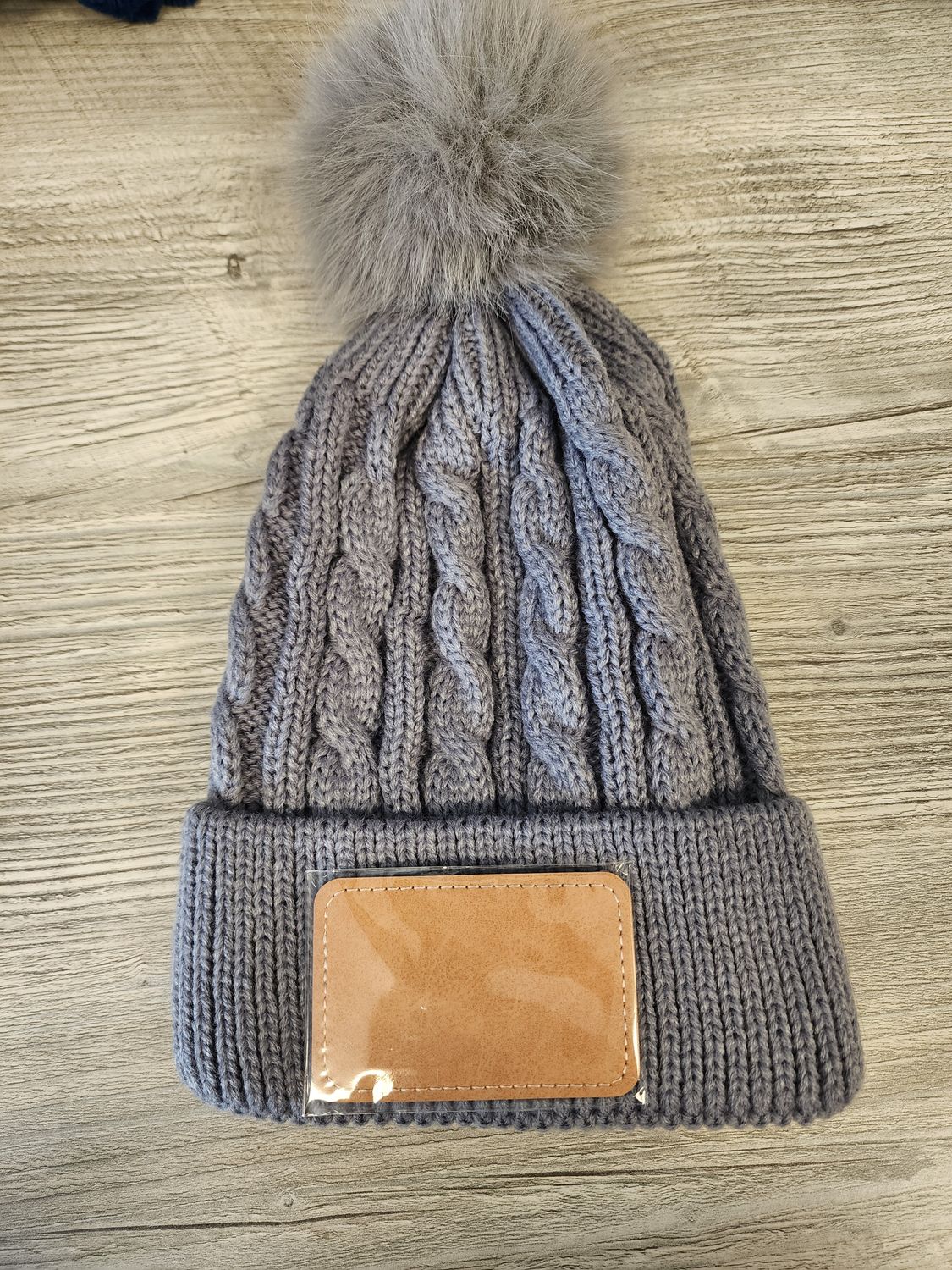 Pom Stocking Hats with Custom Patch
