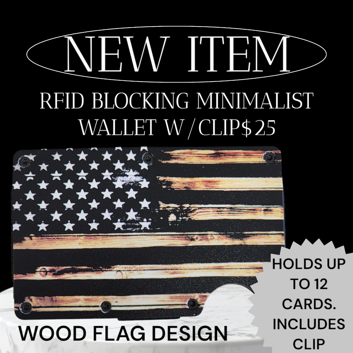 WOOD FLAG MINIMALIST WALLET
