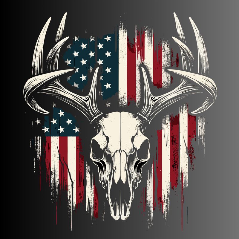 ​&quot;PATRIOTIC DEER SKULL&quot; 2x2 Magnet