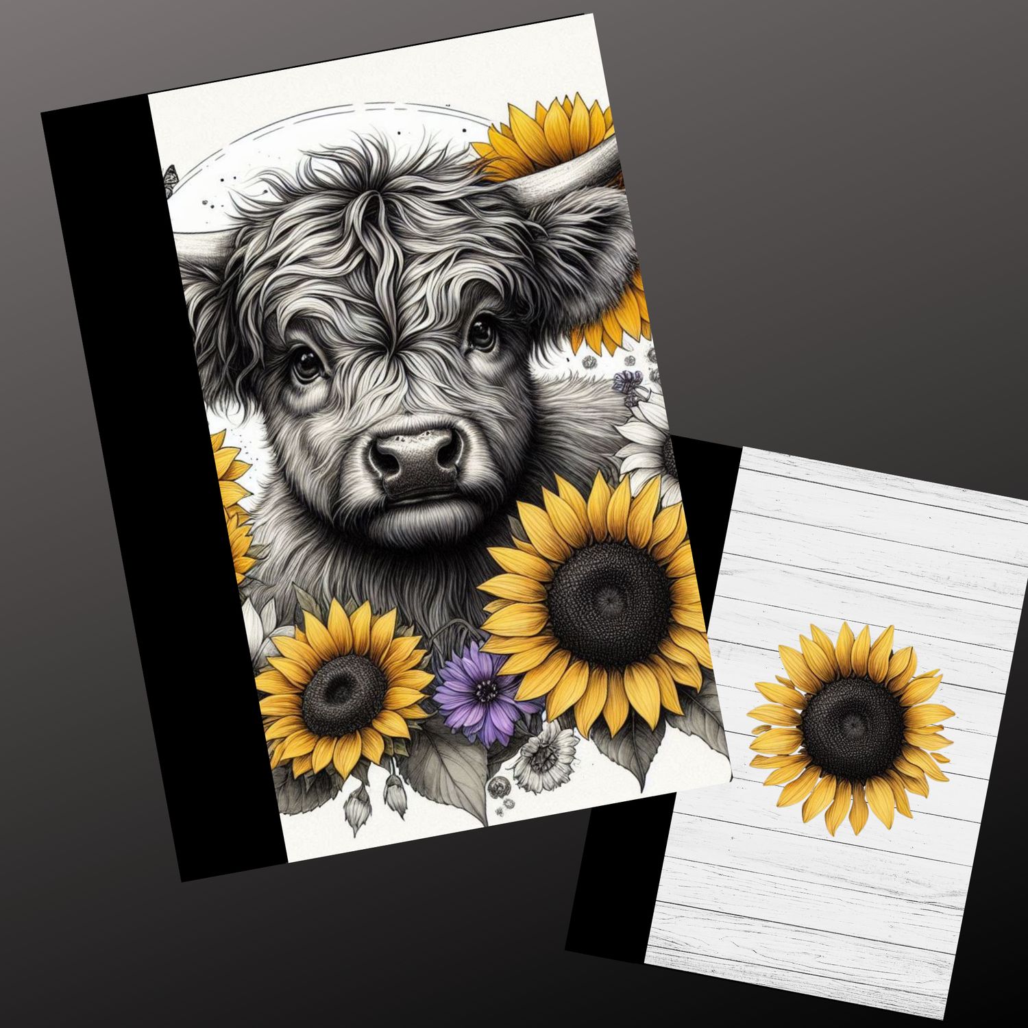 SUNFLOWER HIGHLAND COW COMPOSITION NOTEBOOK