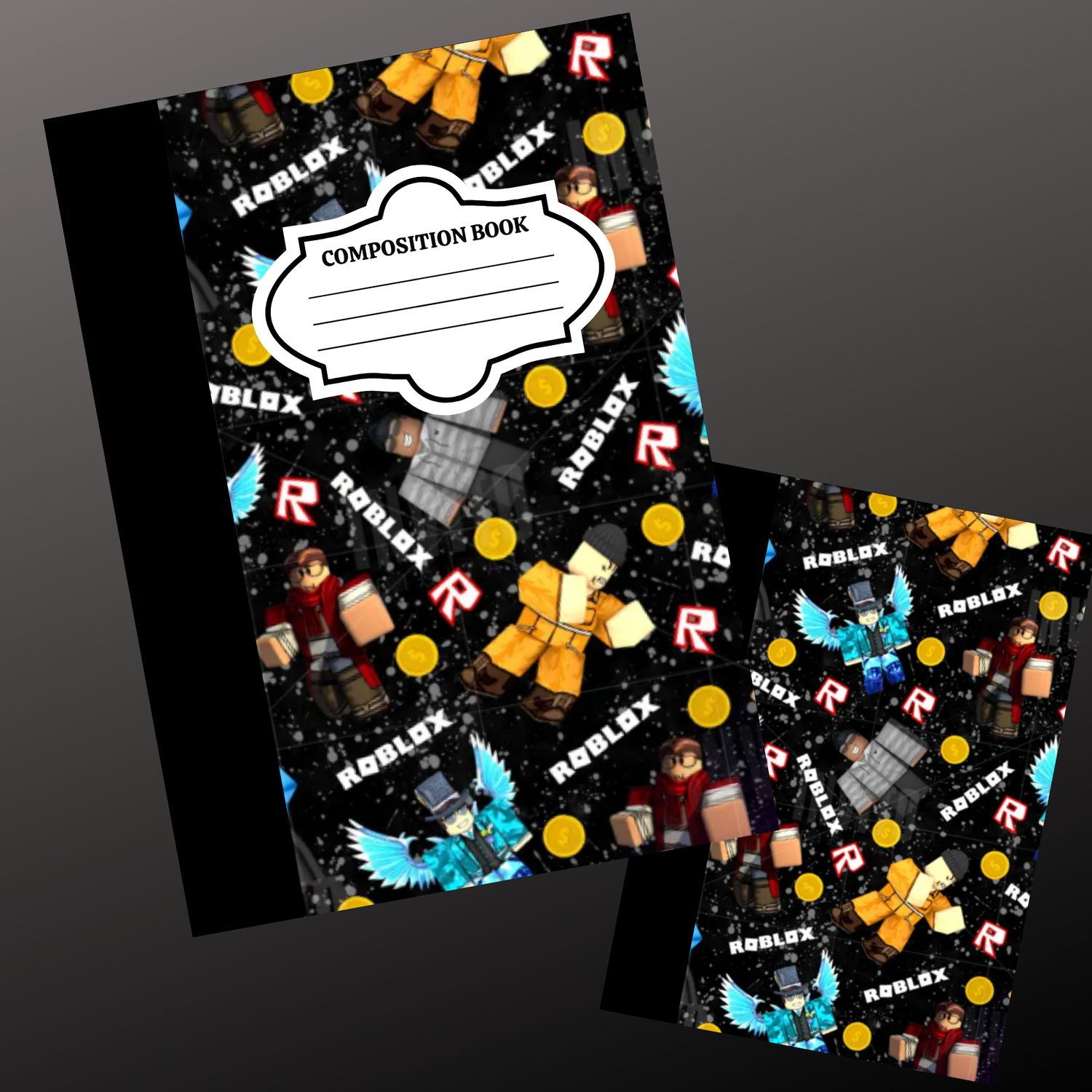 BLACK BACKGROUND ROBLOX COMPOSITION NOTEBOOK