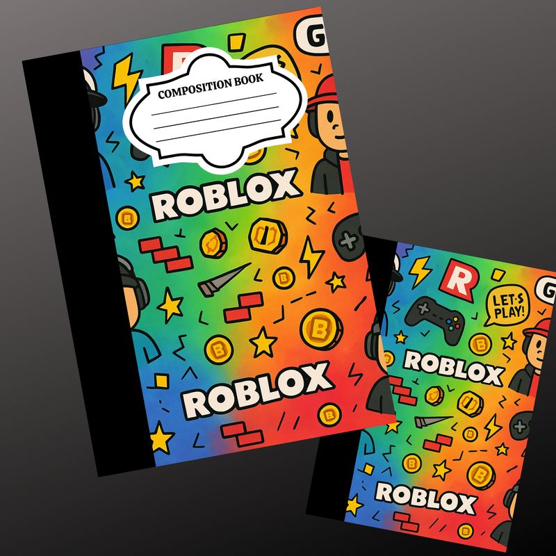 RAINBOW BACKGROUND ROBLOX COMPOSITION NOTEBOOK