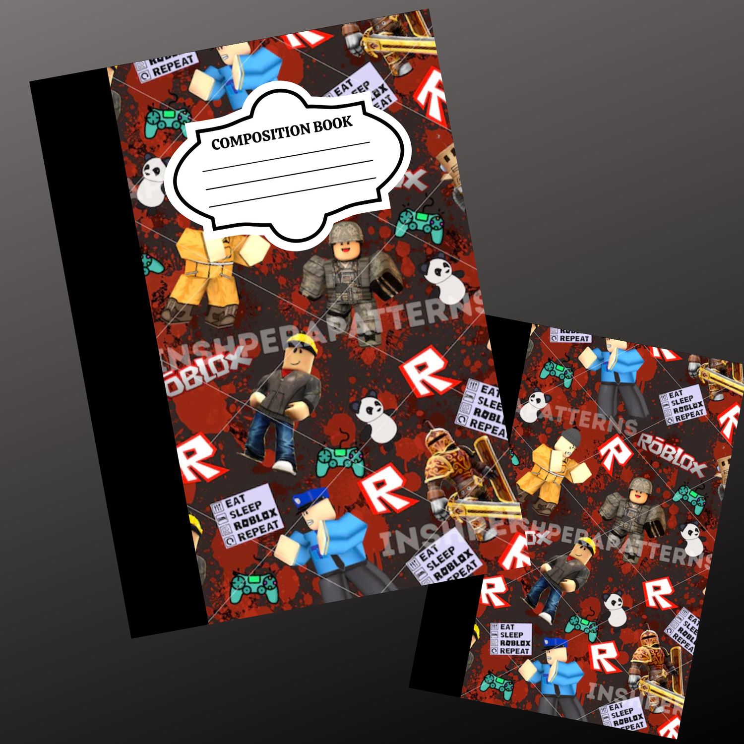 RED BACKGROUND ROBLOX COMPOSITION NOTEBOOK