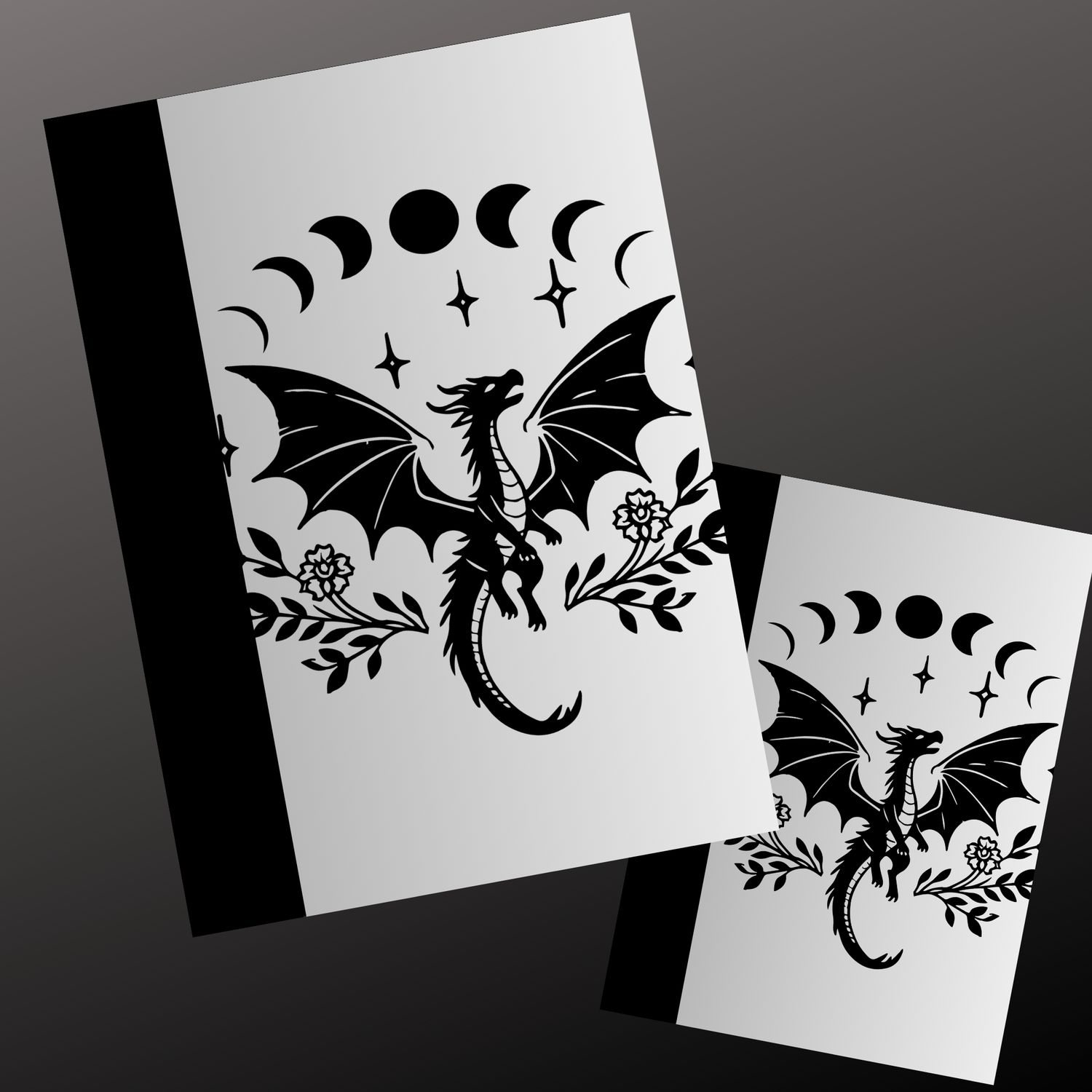DRAGON WITH MOON PHASE COMPOSITION NOTEBOOK