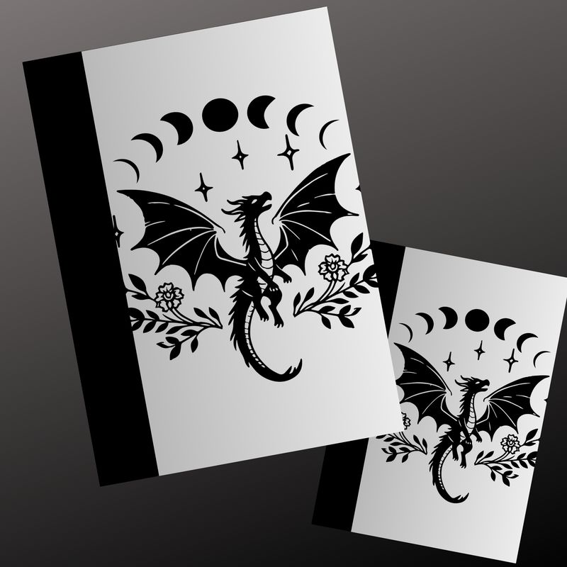 DRAGON WITH MOON PHASE COMPOSITION NOTEBOOK