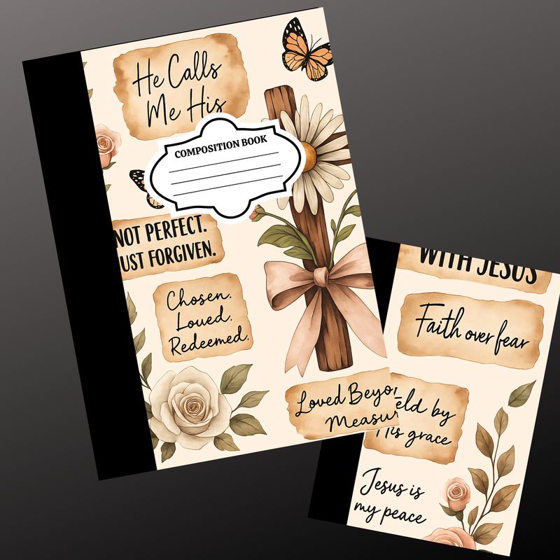 FLORAL CROSS COMPOSITION NOTEBOOK