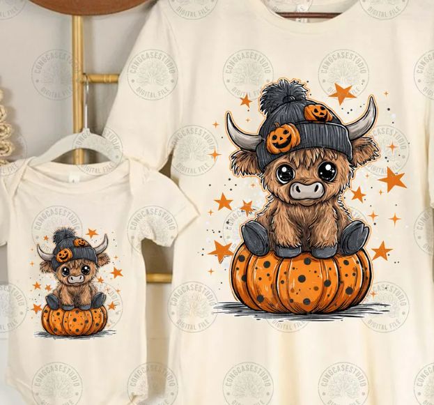 Fall Pumpkin Highland Cow