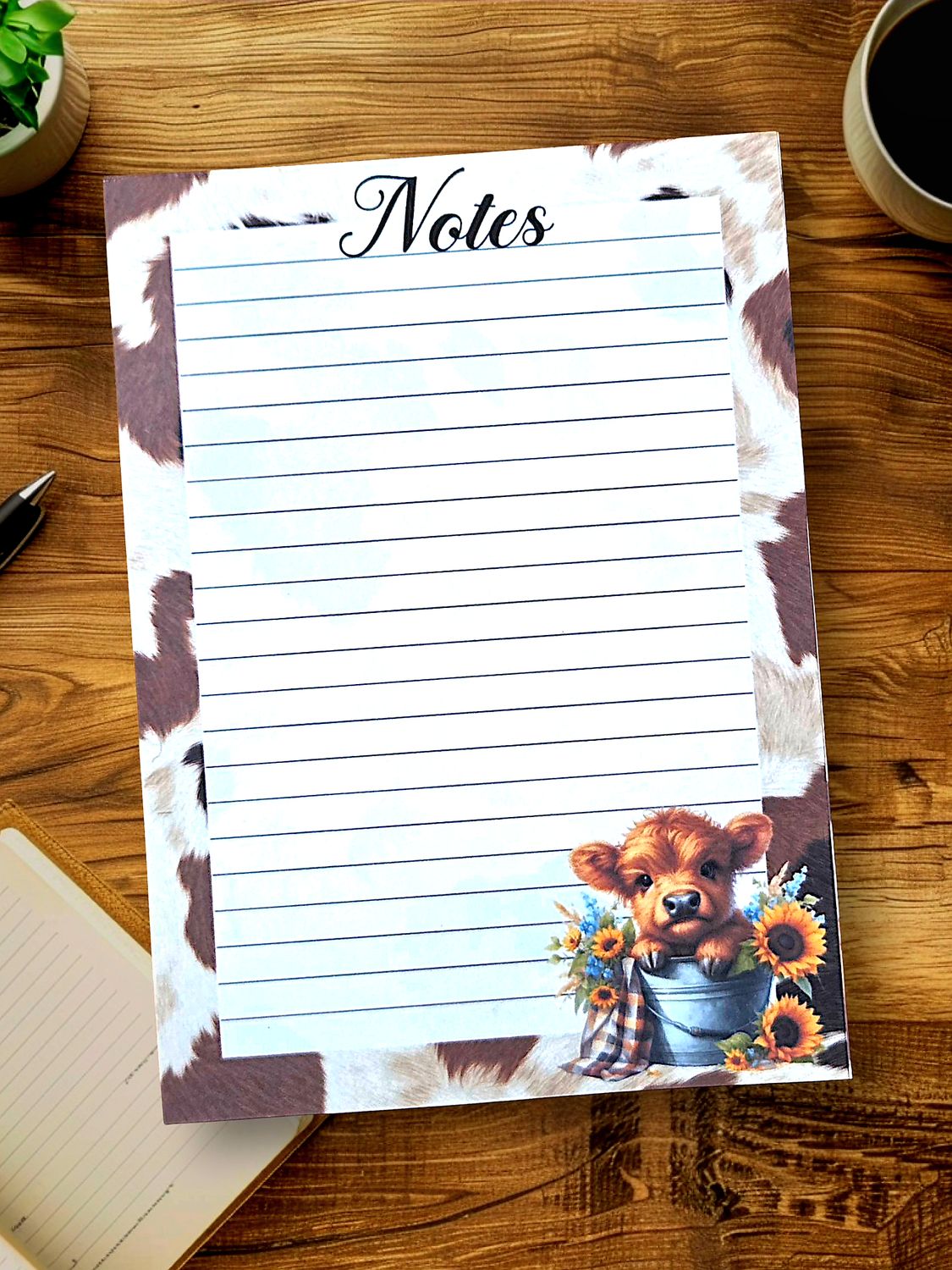 HIGHLAND COW WITH SUNFLOWER NOTEPAD
