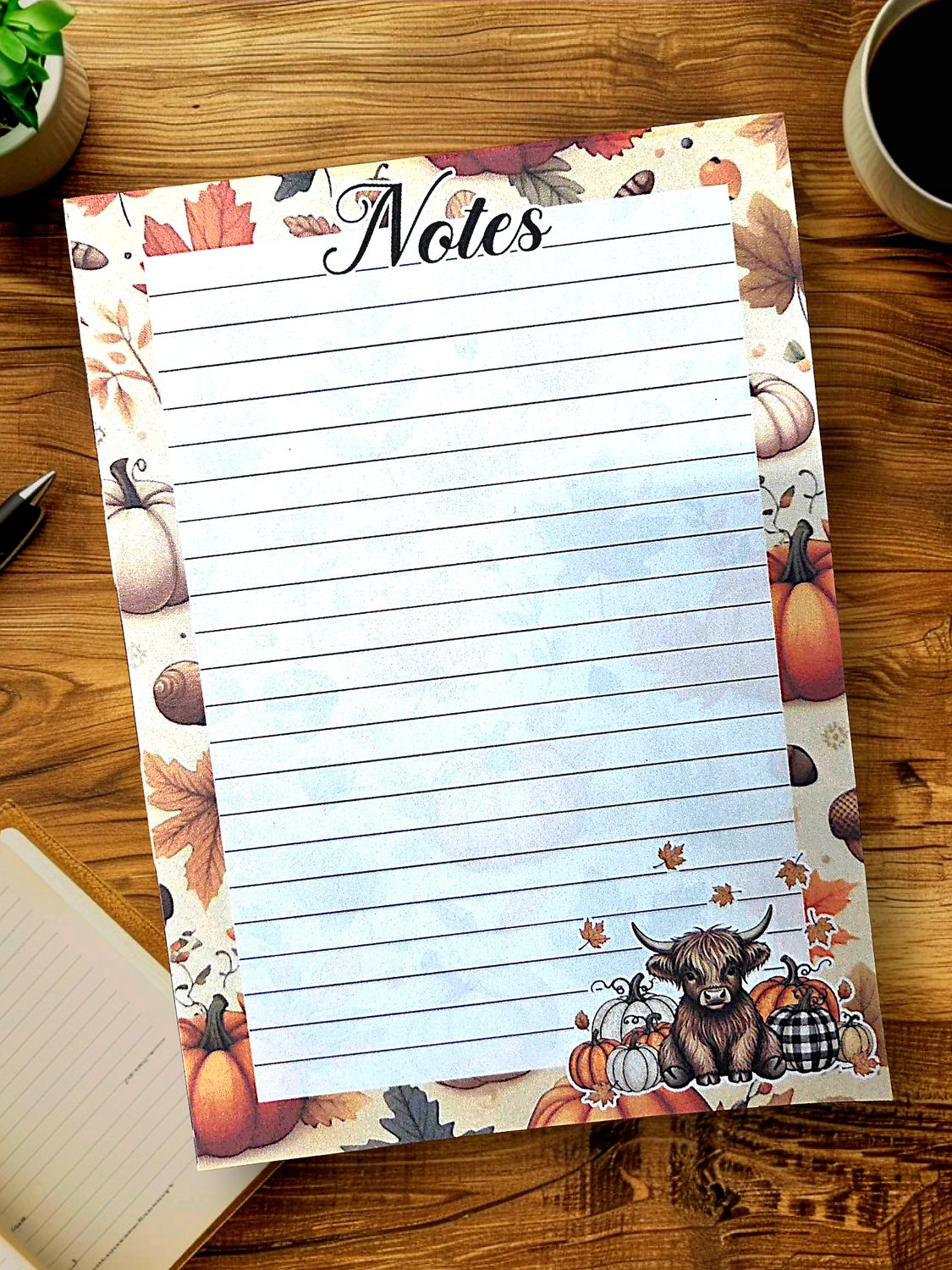 FALL HIGHLAND COW NOTEPAD