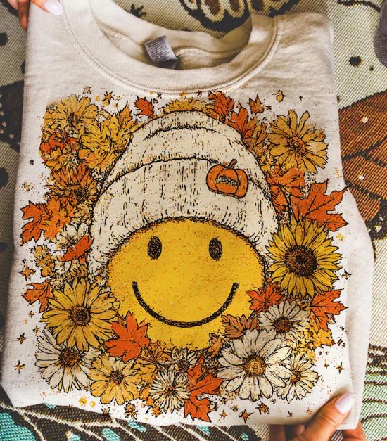 BOHO FLORAL SMILEY FACE