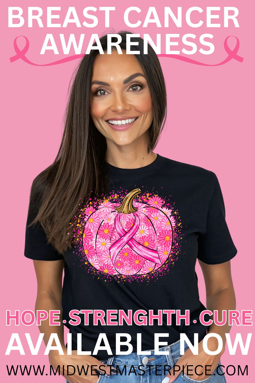 BREAST CANCER FLORAL PUMPKIN
