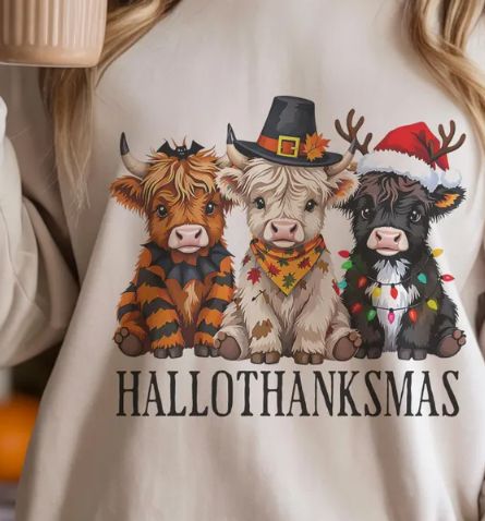 HIGHLAND COW HALLOTHANKSMAS
