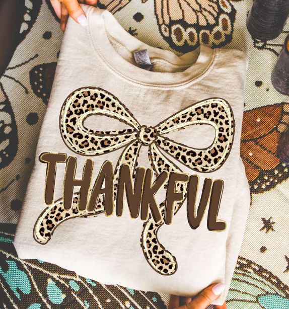THANKFUL W/ LEOPARD BOW