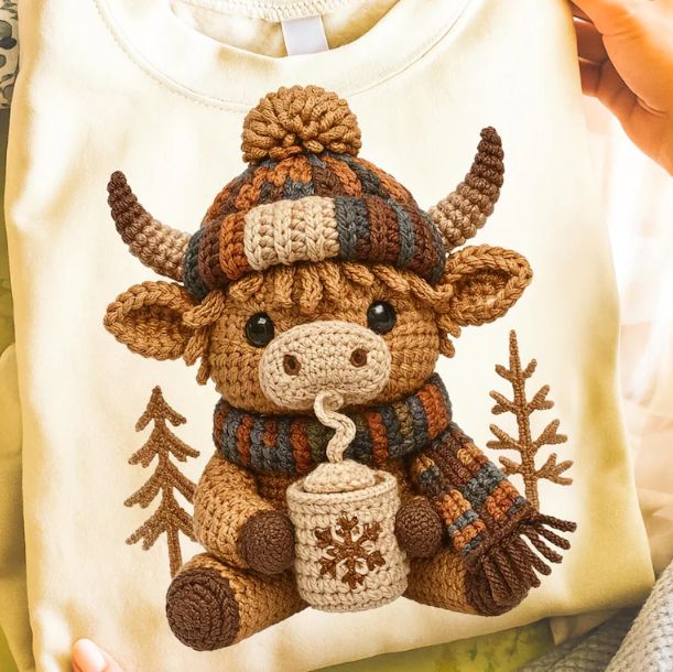 Crochet Yarn Christmas Highland Cow