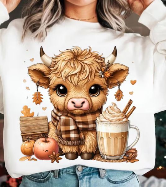 CUTE FALL HIGHLAND COW