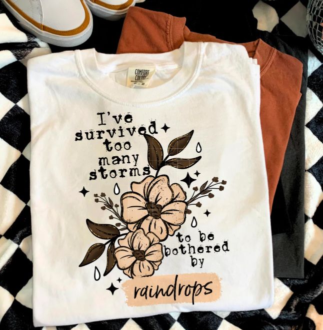 I'VE SURVIVED TO MANY STORMS TO BE BOTHERED BY RAINDROPS