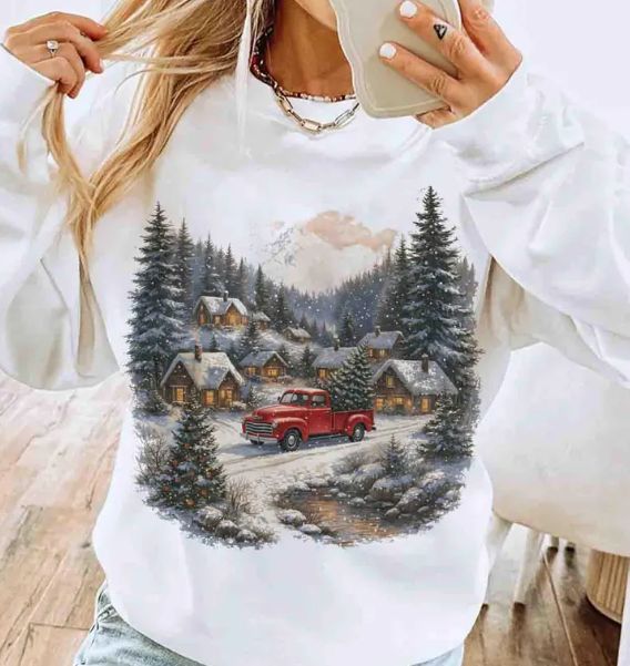 VINTAGE RED TRUCK CHRISTMAS VILLAGE