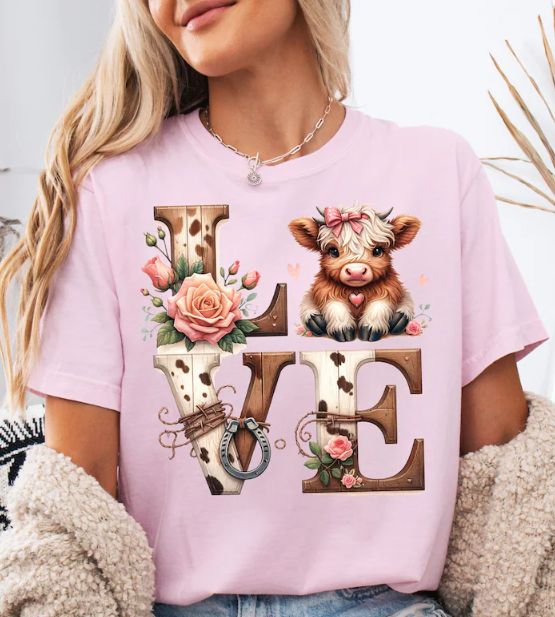 HIGHLAND COW PRINT LOVE